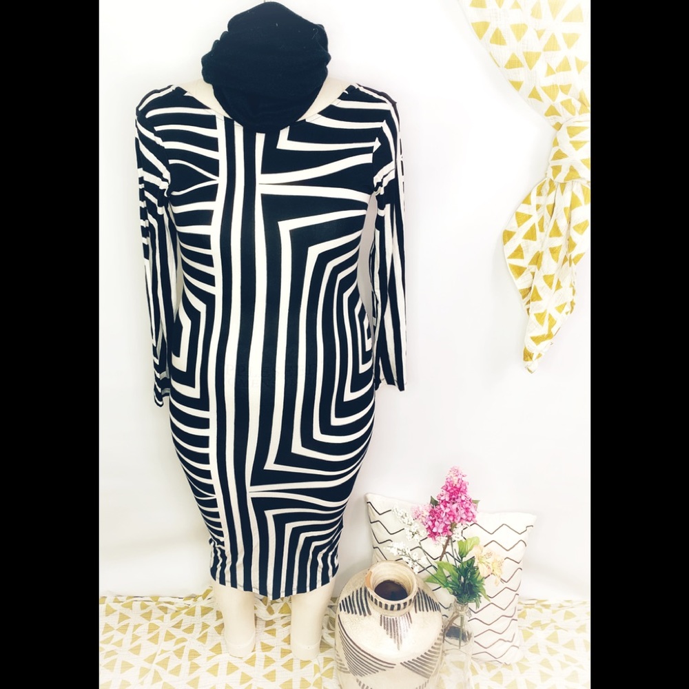 ASOS scoop back patterned bodycon dress